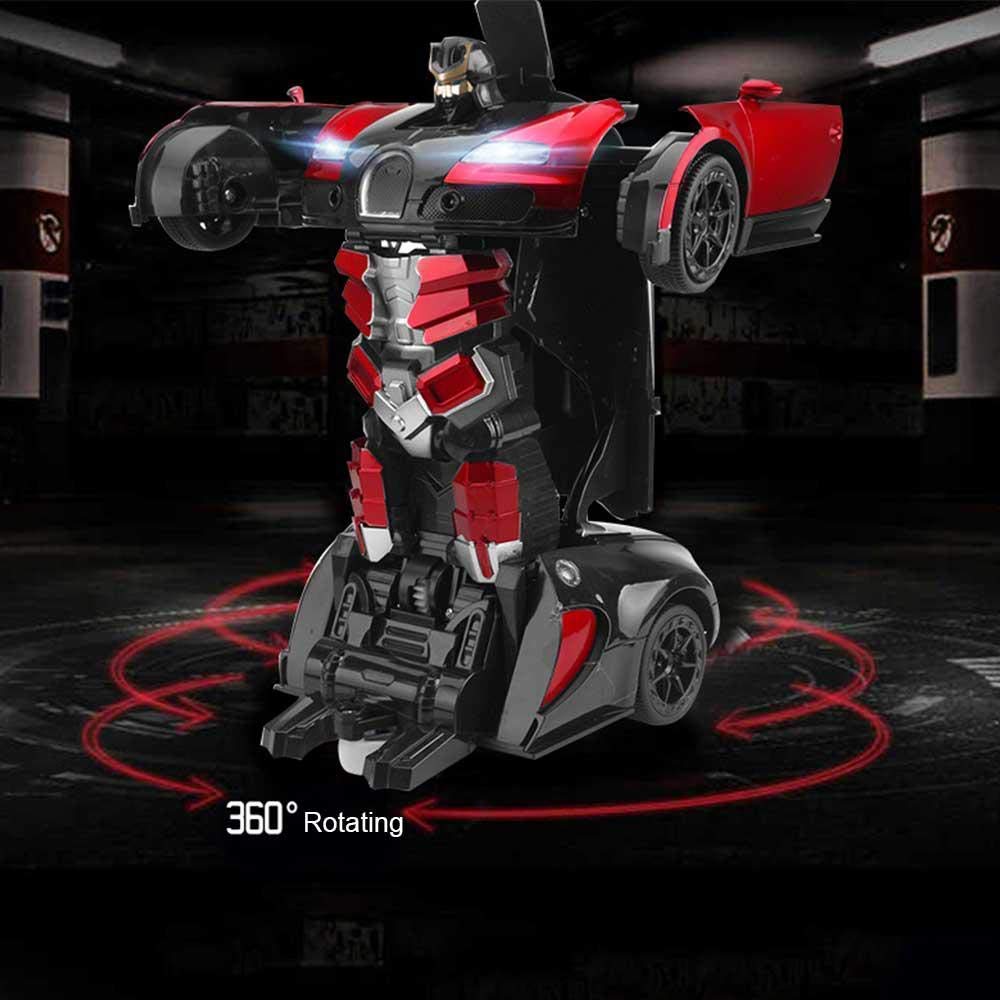 2-in-1 Transforming Robot Car Toy | Convertible Sports Car to Robot | Push & Go Action Figure Toy for Kids | Red & Blue Color (Random Color)