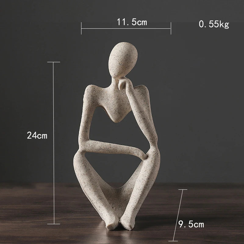 Vilead Nordic Abstract Thinker Sculpture – Resin Woman Figurine for Office & Home Decor