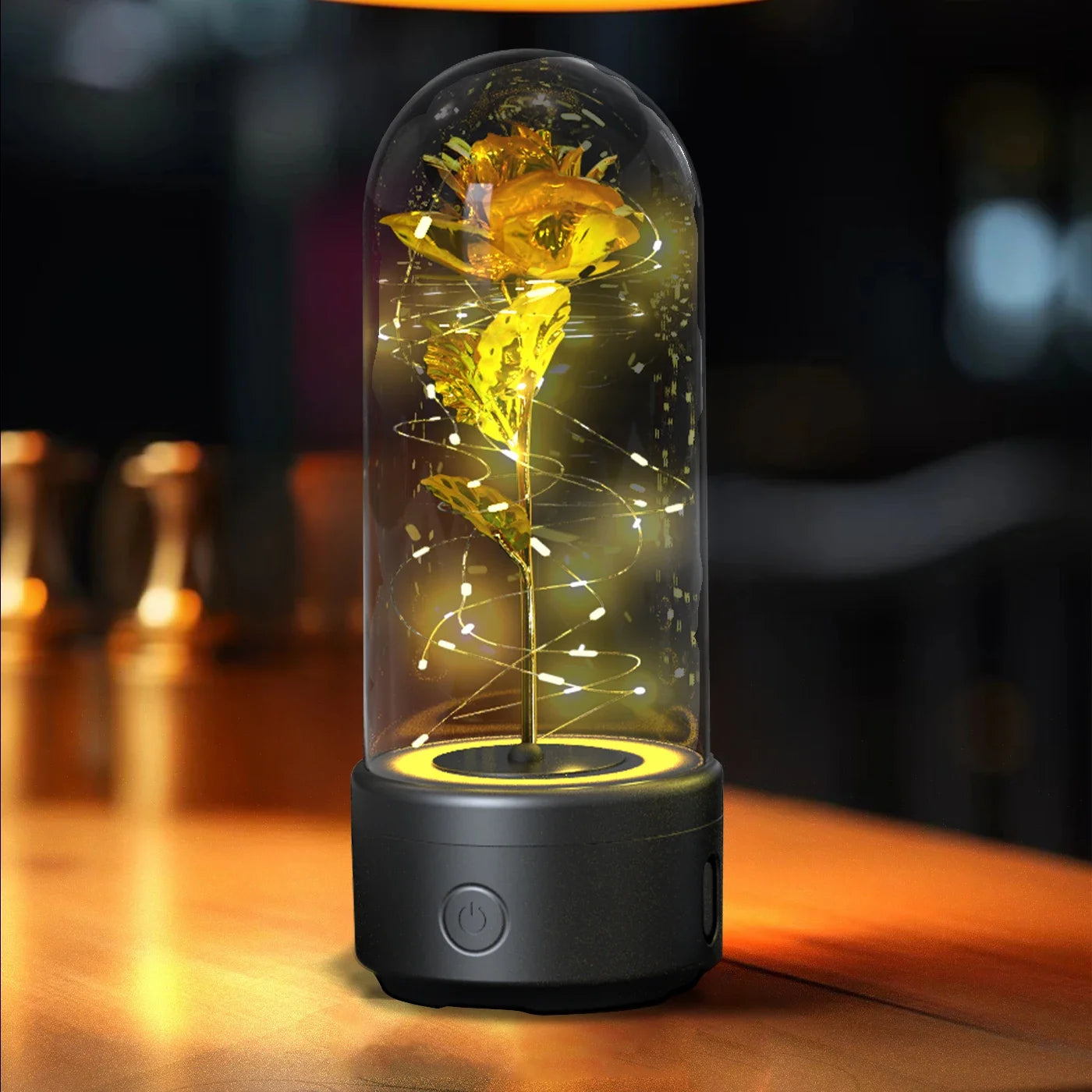 Creative 2-in-1 Rose LED Light & Bluetooth Speaker - Valentine's Day Gift, Glass Ornament.