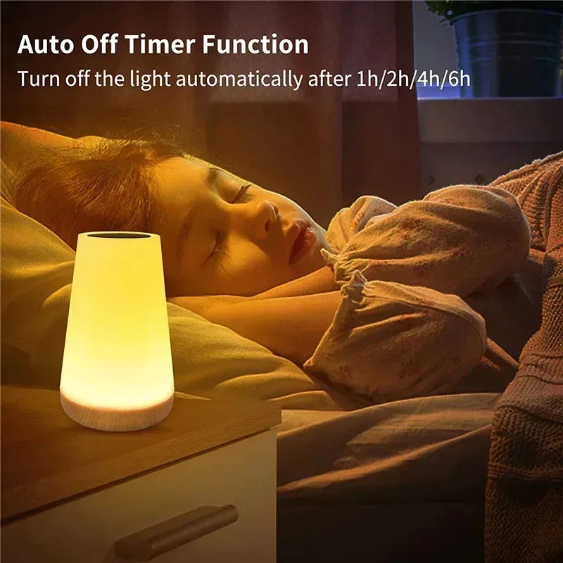 RGB Touch Night Light – Dimmable USB Rechargeable Table & Bedside Lamp with Multi Color