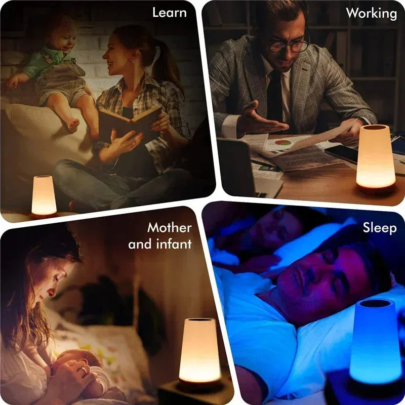 RGB Touch Night Light – Dimmable USB Rechargeable Table & Bedside Lamp with Multi Color