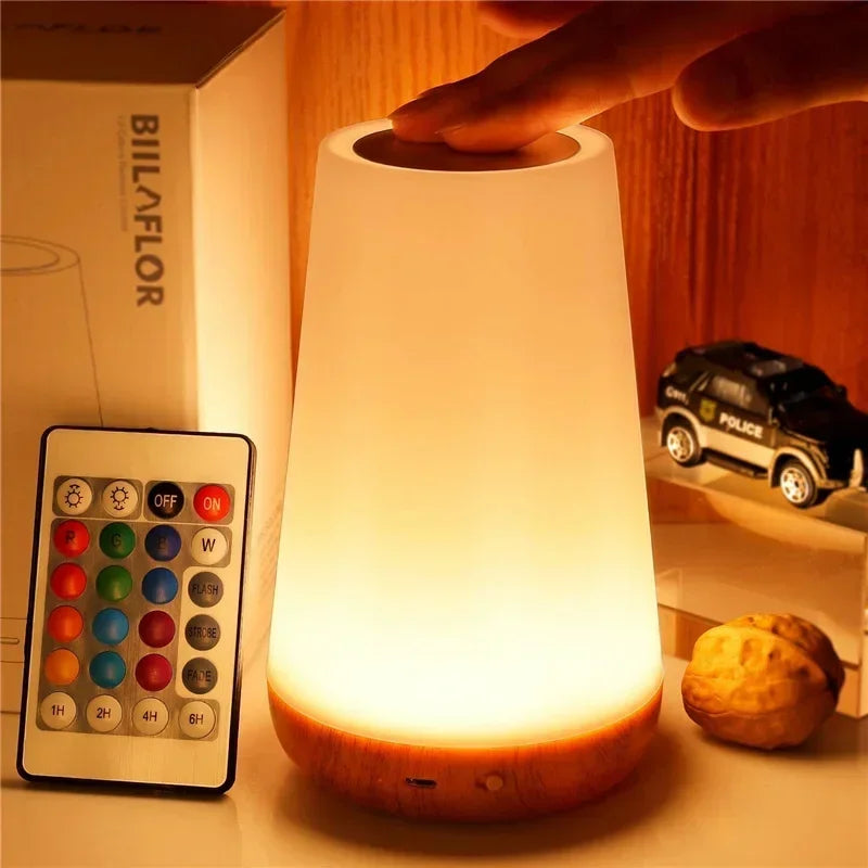 RGB Touch Night Light – Dimmable USB Rechargeable Table & Bedside Lamp with Multi Color