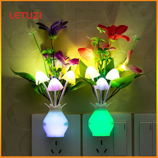 Creative LED Night Light Vase – Smart Lamp with Colorful Induction Control for Bedroom Decor