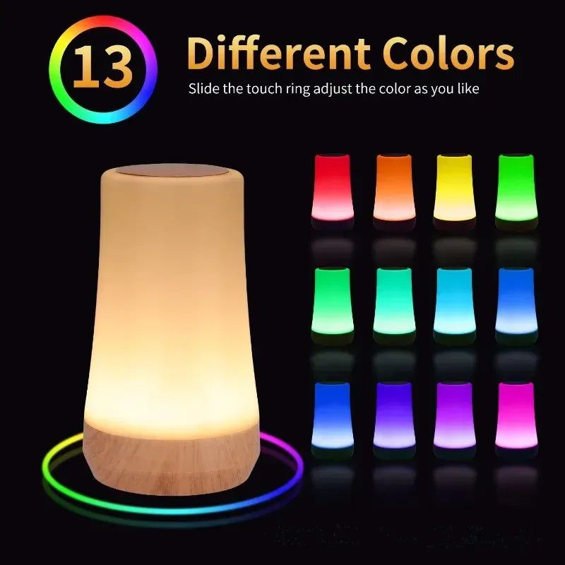 RGB Touch Night Light – Dimmable USB Rechargeable Table & Bedside Lamp with Multi Color