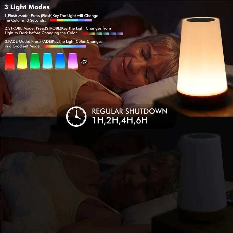 RGB Touch Night Light – Dimmable USB Rechargeable Table & Bedside Lamp with Multi Color