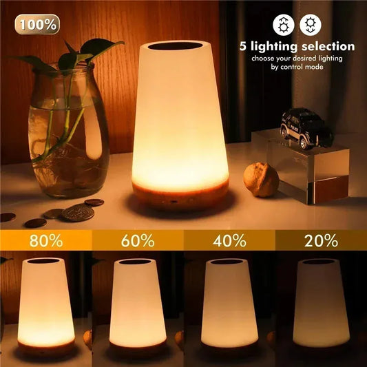 RGB Touch Night Light – Dimmable USB Rechargeable Table & Bedside Lamp with Multi Color