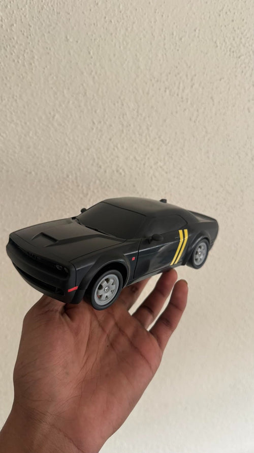 1:24 Scale Matte Black Muscle Car Toy with LED Headlights, Music & Pull Back Action | Die-Cast Model Car for Kids & Collectors